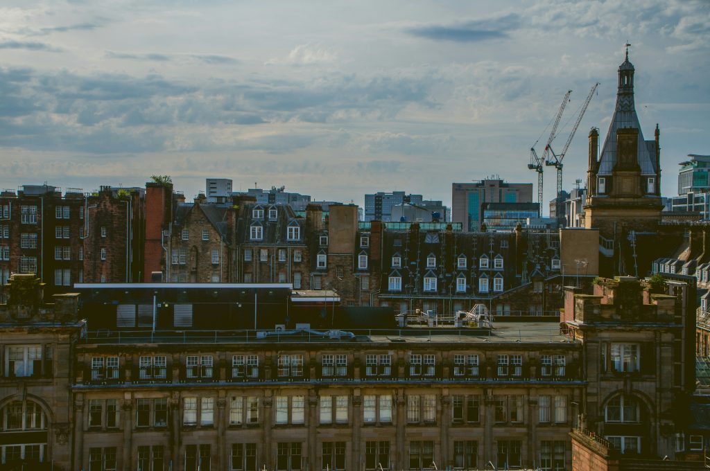 Rooftops and blue sky in Edinburgh